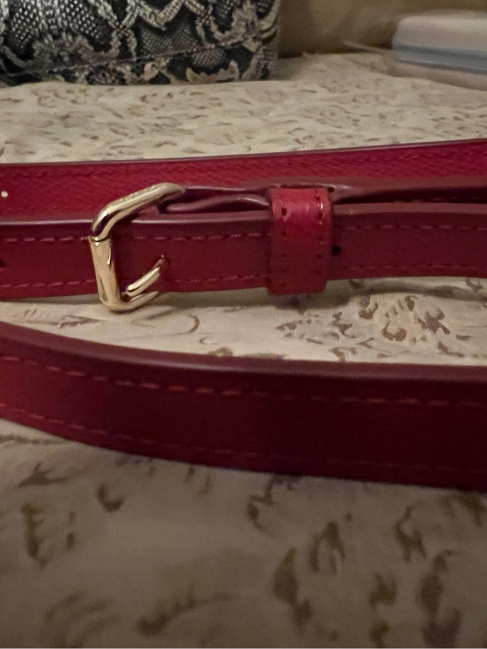 Red Leather Crossbody Strap Gold Hardware • Adjustable • Accessory- NWOT - Picture 2 of 4
